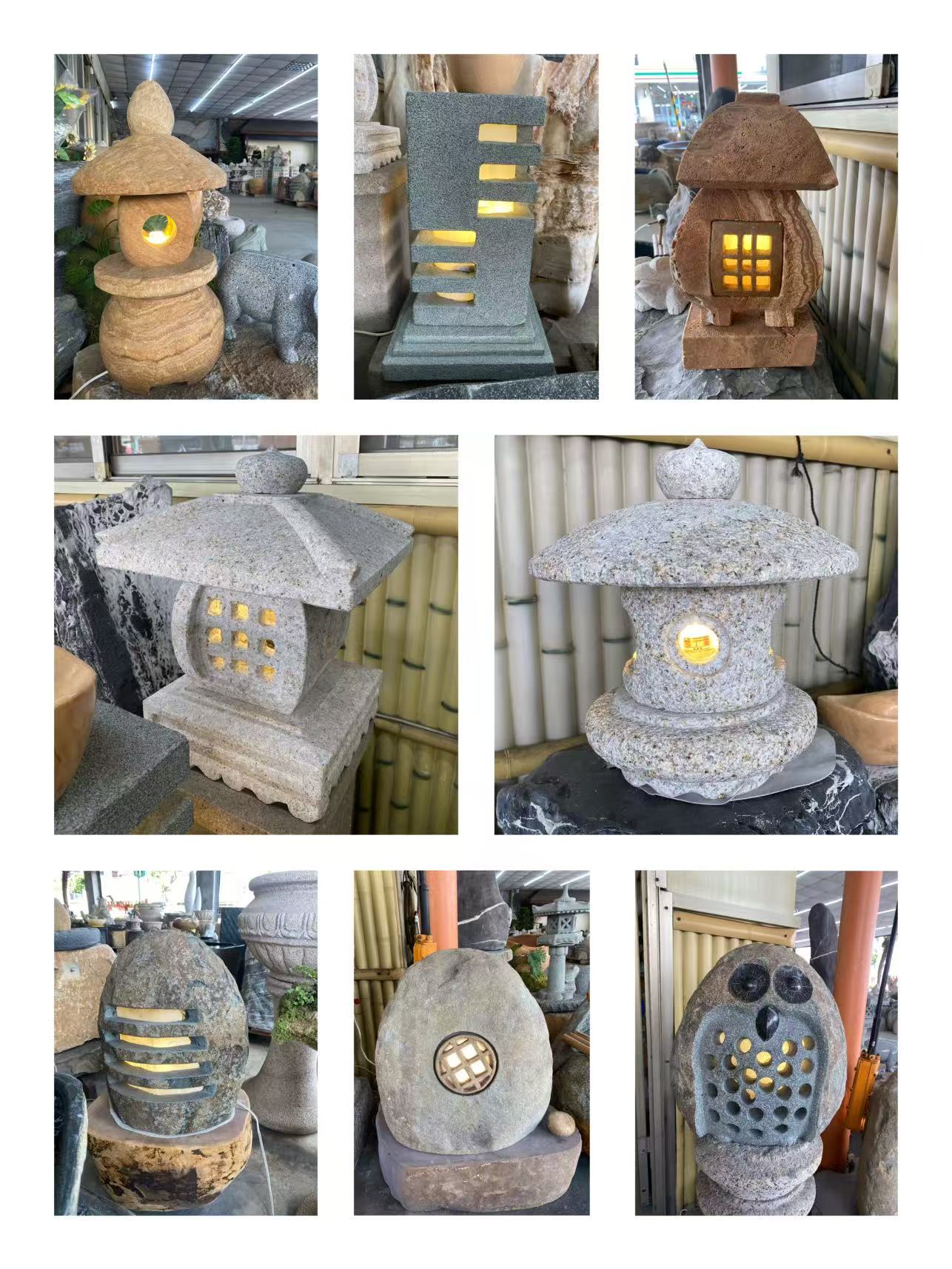 組合式石燈籠於庭園中的實際配置方式