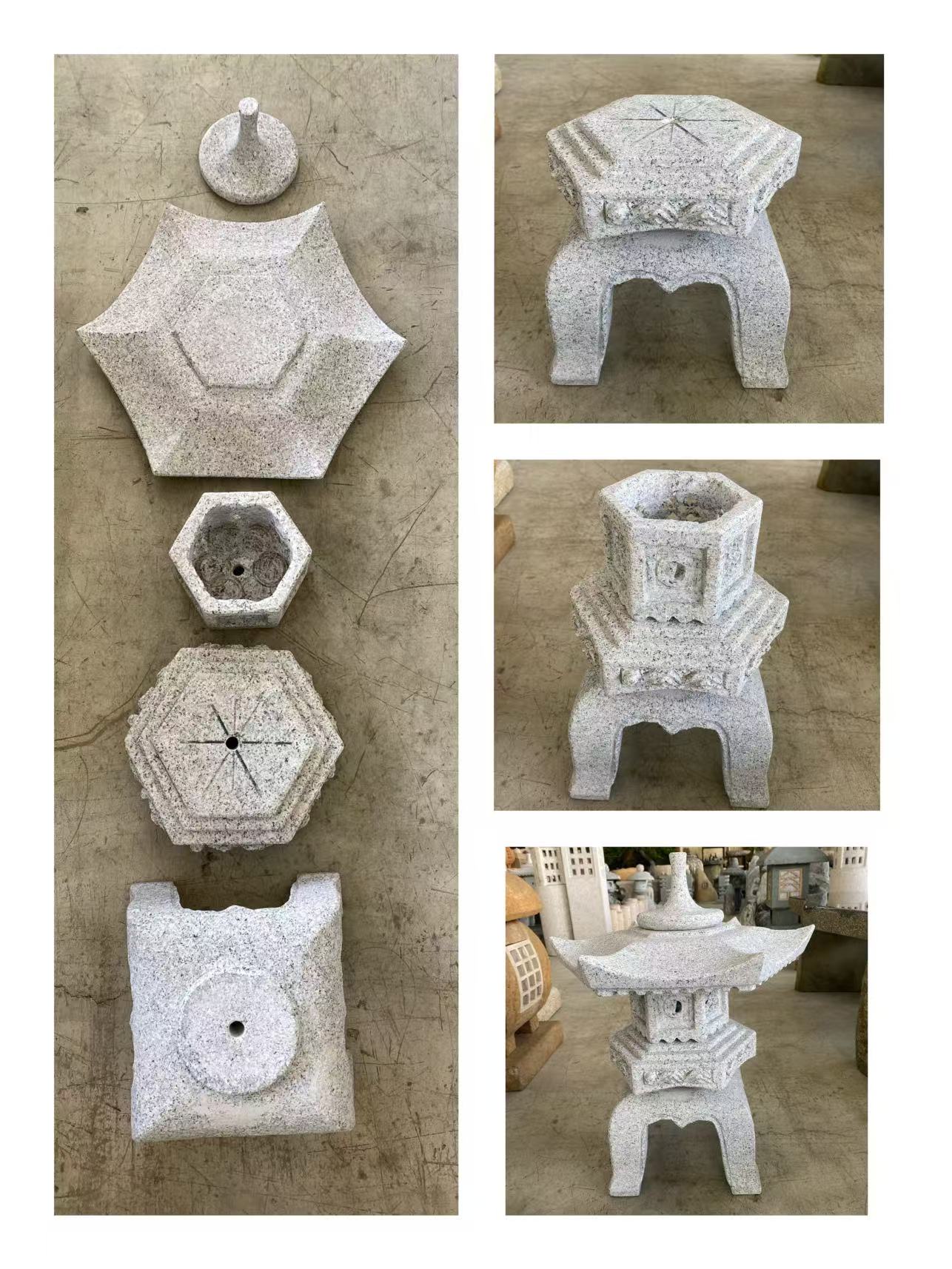 石燈籠結構分件與安裝示意