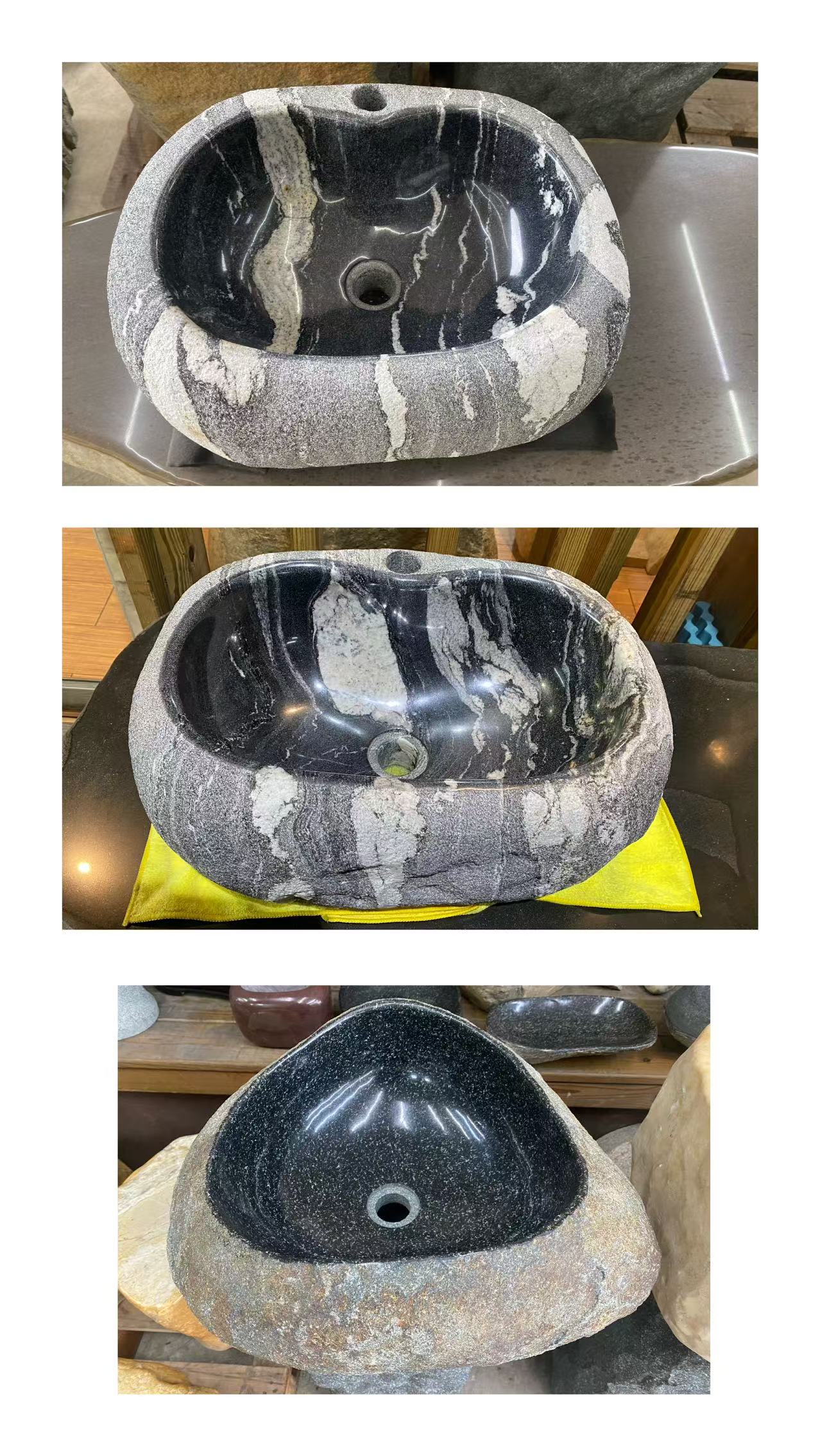 天然洗手盆內盆光滑如玉，適合庭院商空與民宿自然風格空間